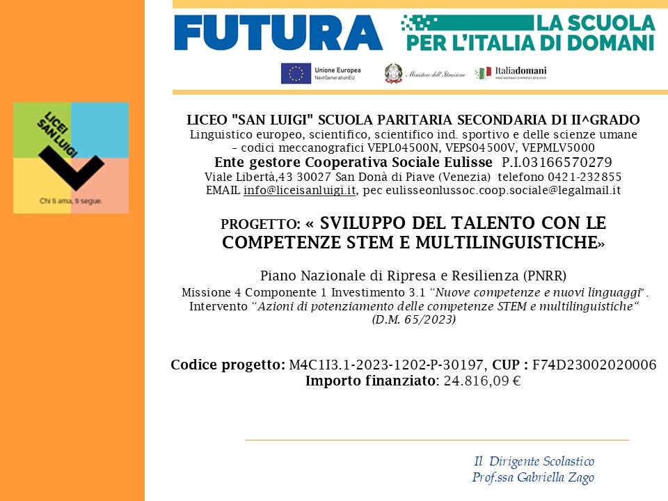 SVILUPPO DEL TALENTO CON LE COMPETENZE STEM E MULTILINGUISTICHE dm 65
